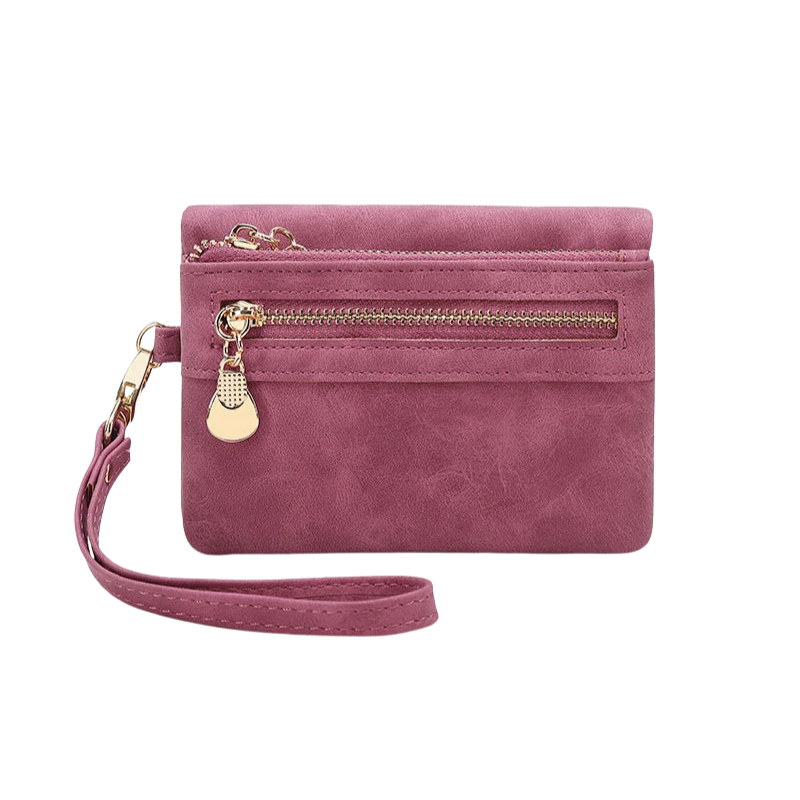 Liora - Leather Purse with Handle, Zipper Closure, and Side Pockets