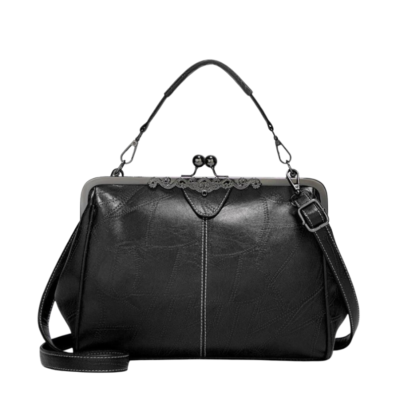 Yvaine – Handbag with Clip Handle, Kiss Lock Closure, and Adjustable Strap