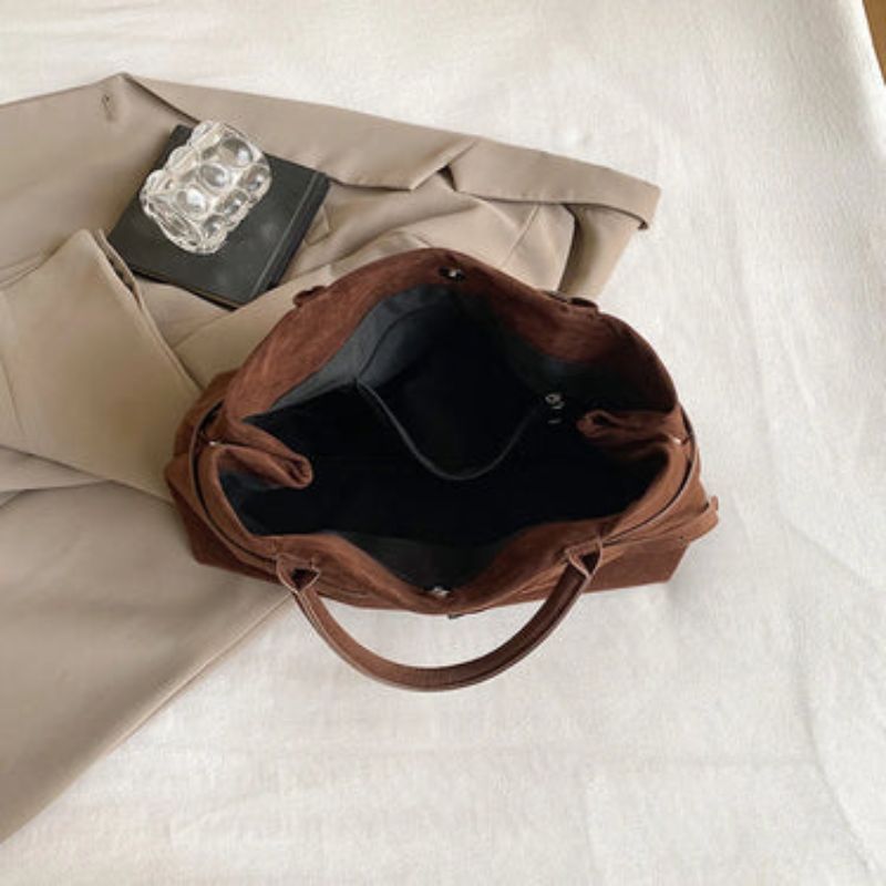 Thalia - Compact Suede Shoulder Bag with Short Strap