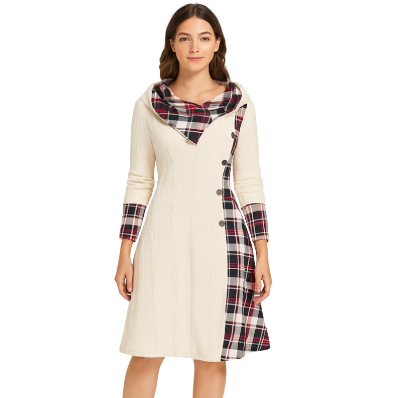 Monika – Long Sleeve Jacket with Hood and Check Print