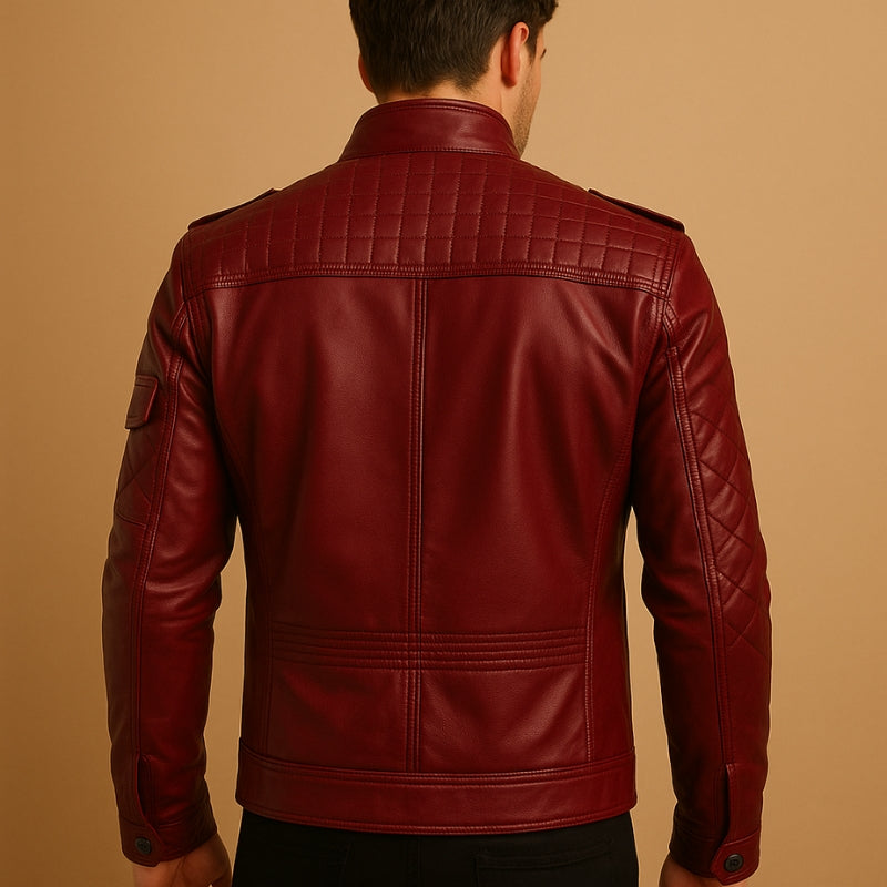 Simon – Long Sleeve Leather Jacket with Zip and Front Pockets