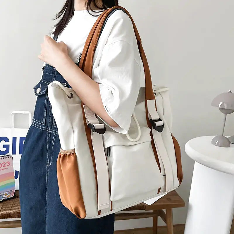 Dahlia - Leather Handbag with Adjustable Shoulder Strap and Side Pocket