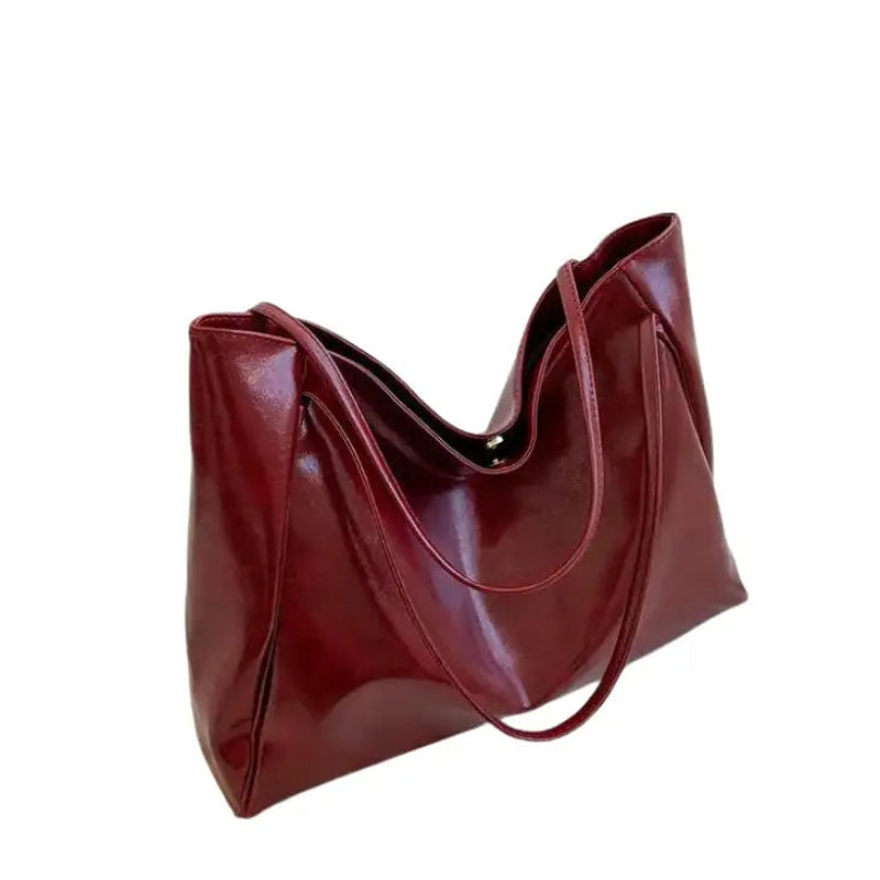 Corvina – Oversized Faux Leather Shoulder Bag with Adjustable Strap and Handles