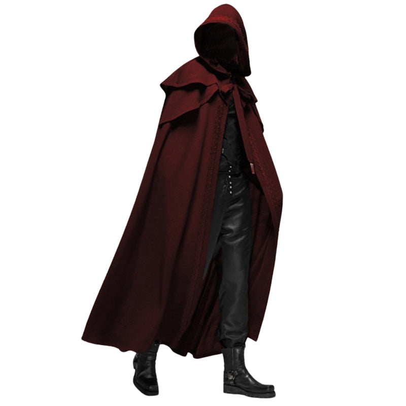 ShadowCrest – Long Coat with Pointed Hood for Costumes and Layered Outfits