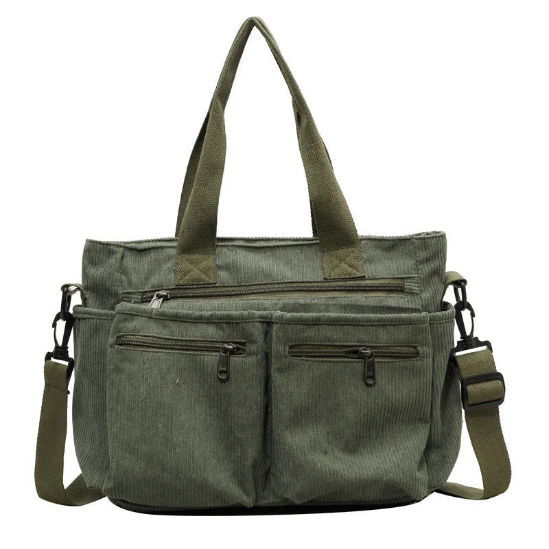 Isabetta – Corduroy Shoulder Bag with Adjustable Strap and Multiple Pockets