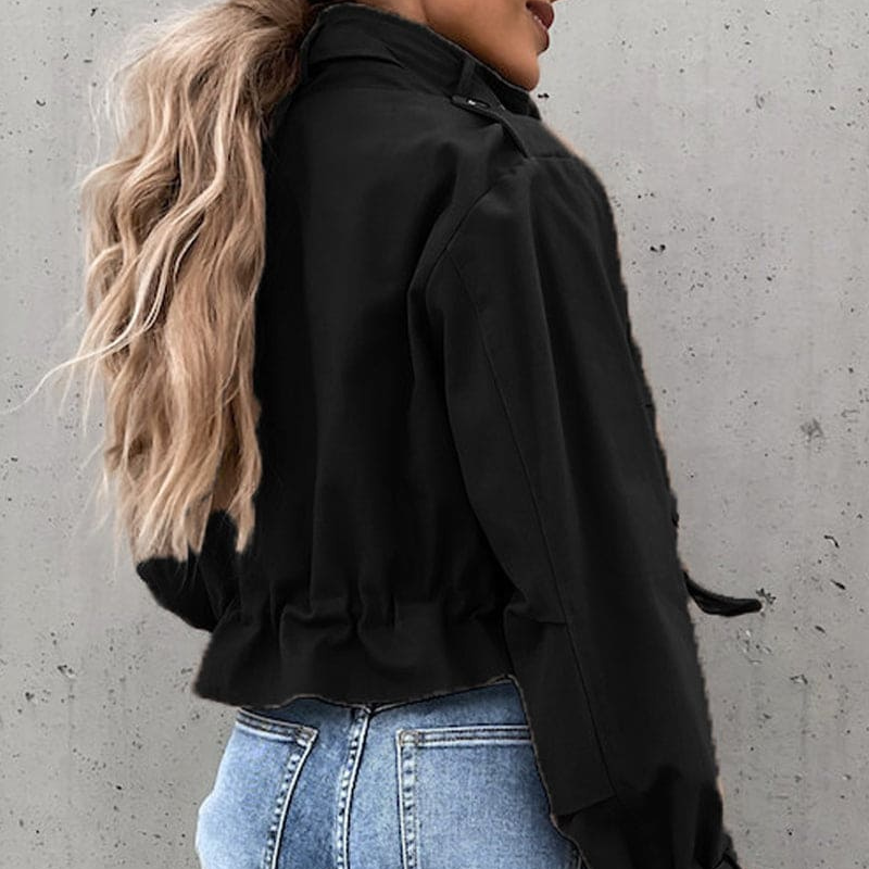 Sophia – Cropped Transition Jacket With Flap Pockets and Adjustable Waist