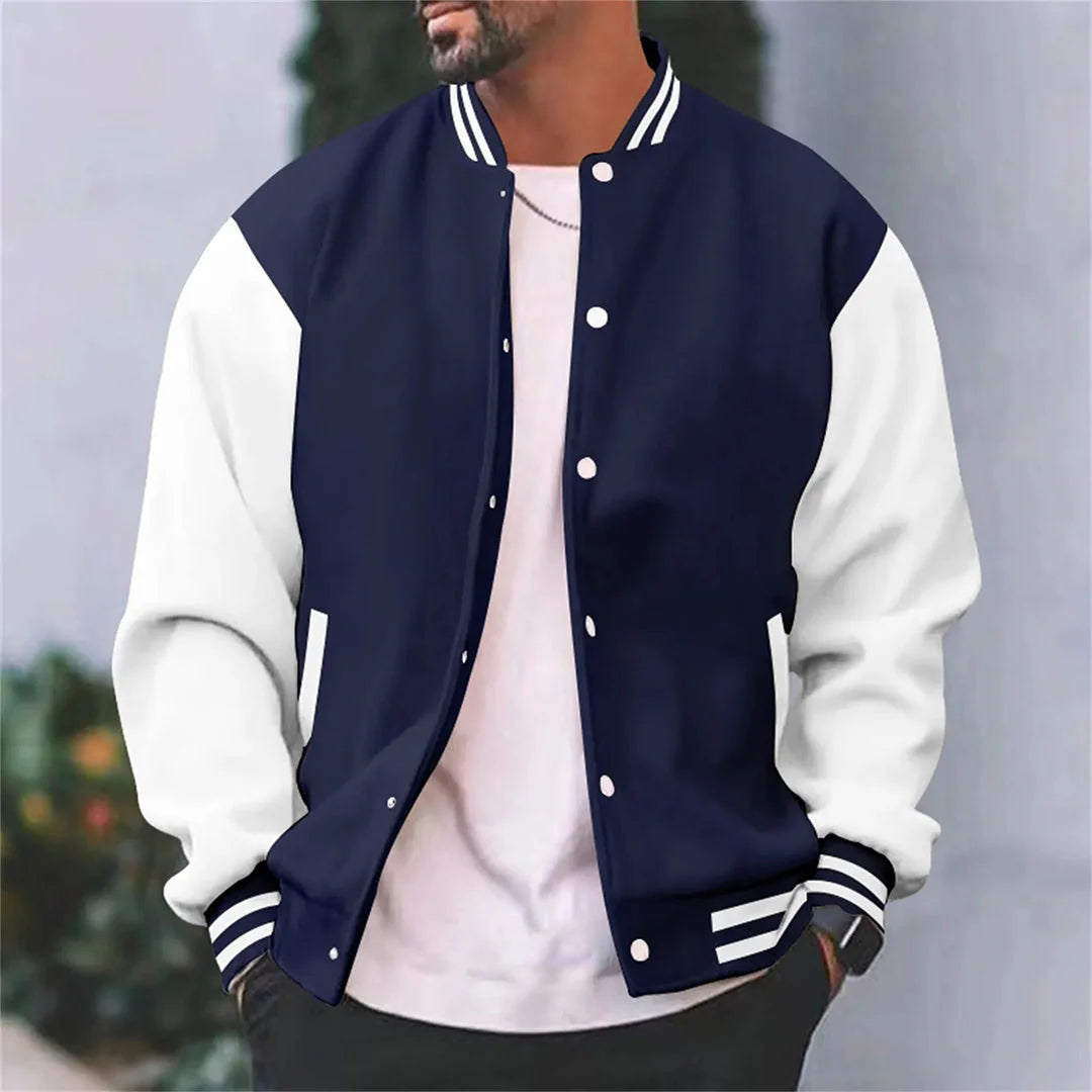 Zerano – Color Block Bomber Jacket with Snap Closure