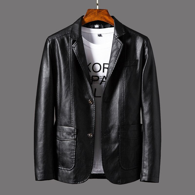 Chavero – Leather Jacket with Zip Closure and Stitched Detailing