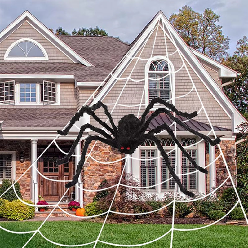 CreepNest – Giant Halloween Spider Set with Webs and Outdoor Accessories