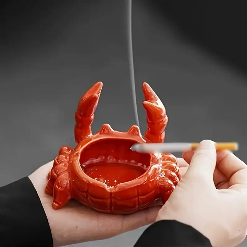 ShellCraft – Crab-Shaped Ceramic Ashtray With Lid