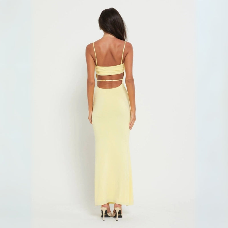 Aurelia – Fitted Maxi Dress with Spaghetti Straps and Mixed Floral &amp; Check Pattern