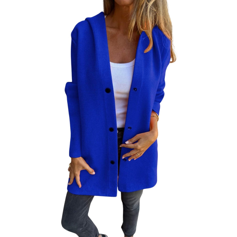 Amelia – Casual Hooded Women’s Jacket with Buttons and Side Pockets