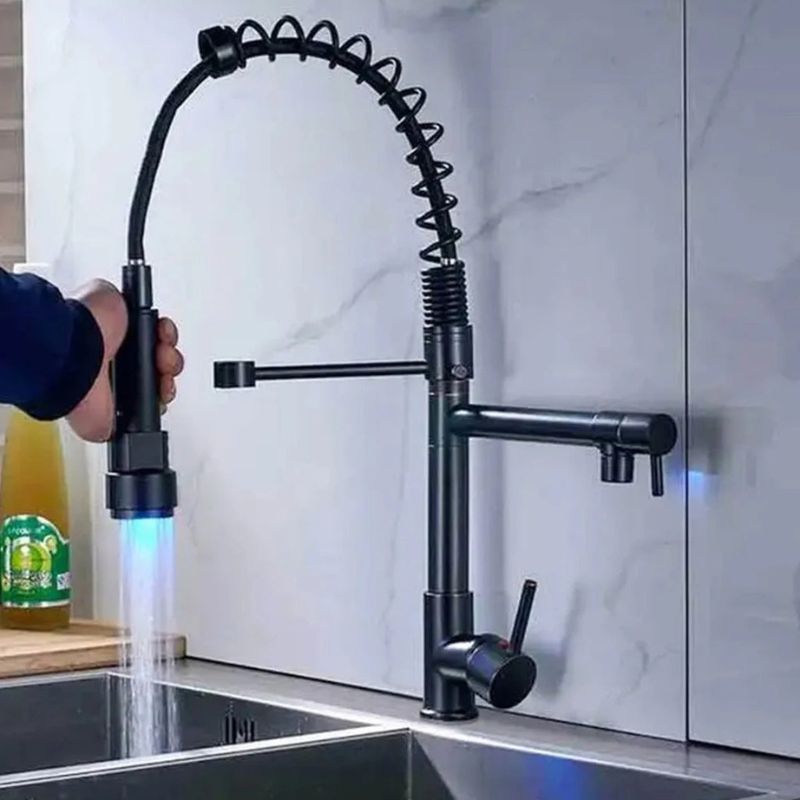 AquaForge – Matte Black Kitchen Faucet with 360° Swivel Spout and Dual Spray Head