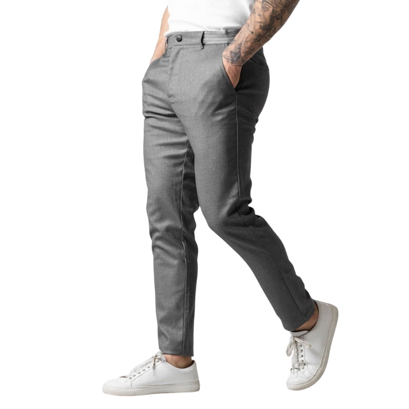 Liam – Slim Fit Trousers with Elastic Waistband and Practical Pockets