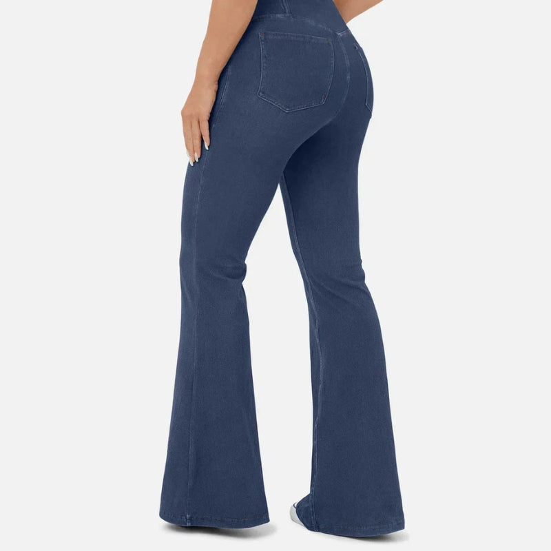 Aria – High Waist Flared Jeans with Crossing Waistband
