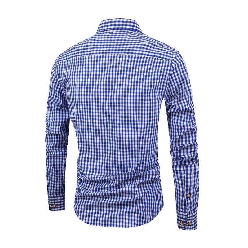 Ethan – Long Sleeve Button-Down Shirt with Gingham Check Pattern