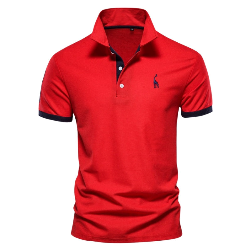 Ethan – Slim Fit Polo Shirt with Button Collar and Short Sleeves