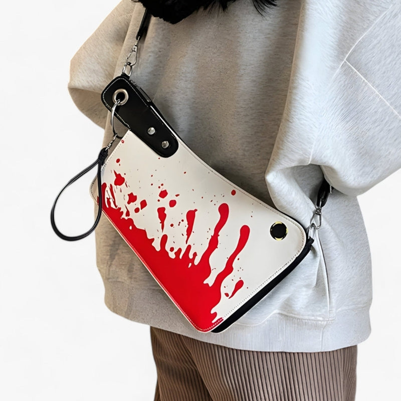 ShadowLuxe - Halloween Shoulder Bag With Splatter Design And Adjustable Strap