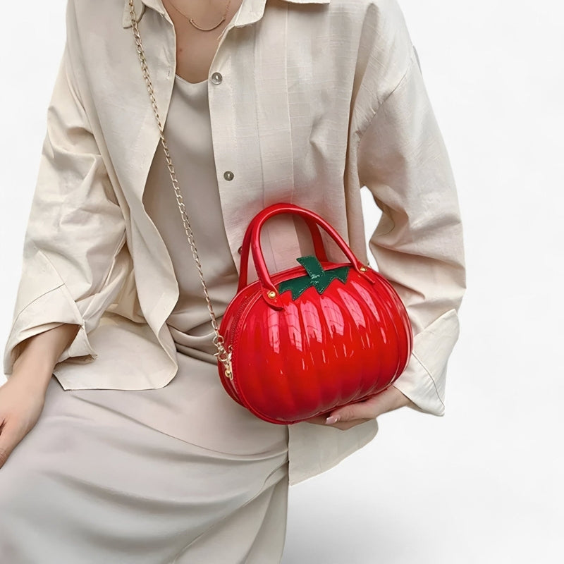 Zerina – Pumpkin-Shaped Handbag with Zipper and Adjustable Strap