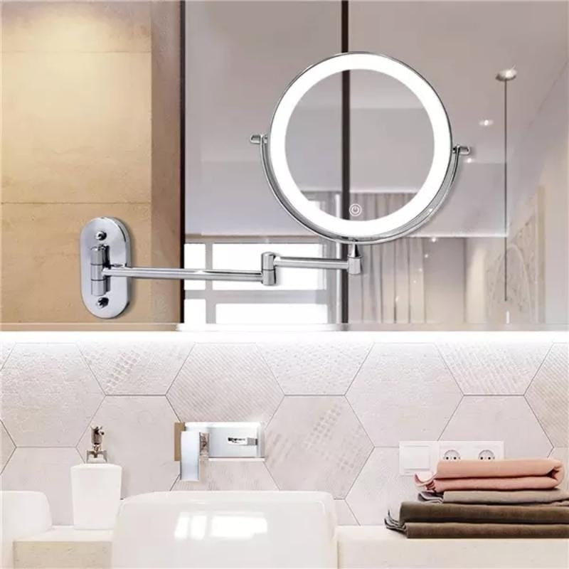 MirrorLux – Wall-Mounted LED Makeup Mirror with Adjustable Lighting and USB Charging