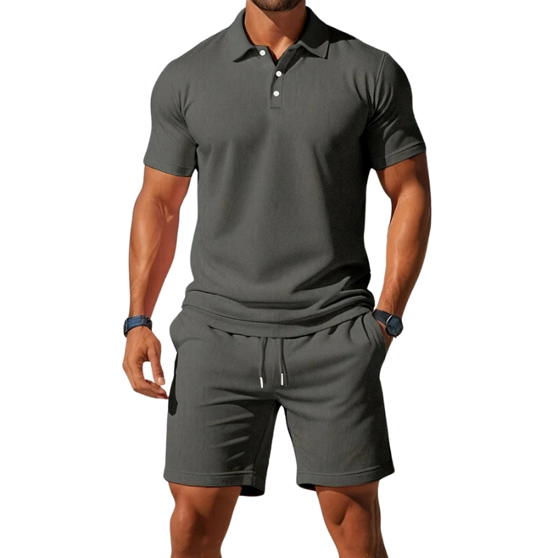 Daniel – Two-Piece Summer Set with Short-Sleeve Shirt and Drawstring Shorts