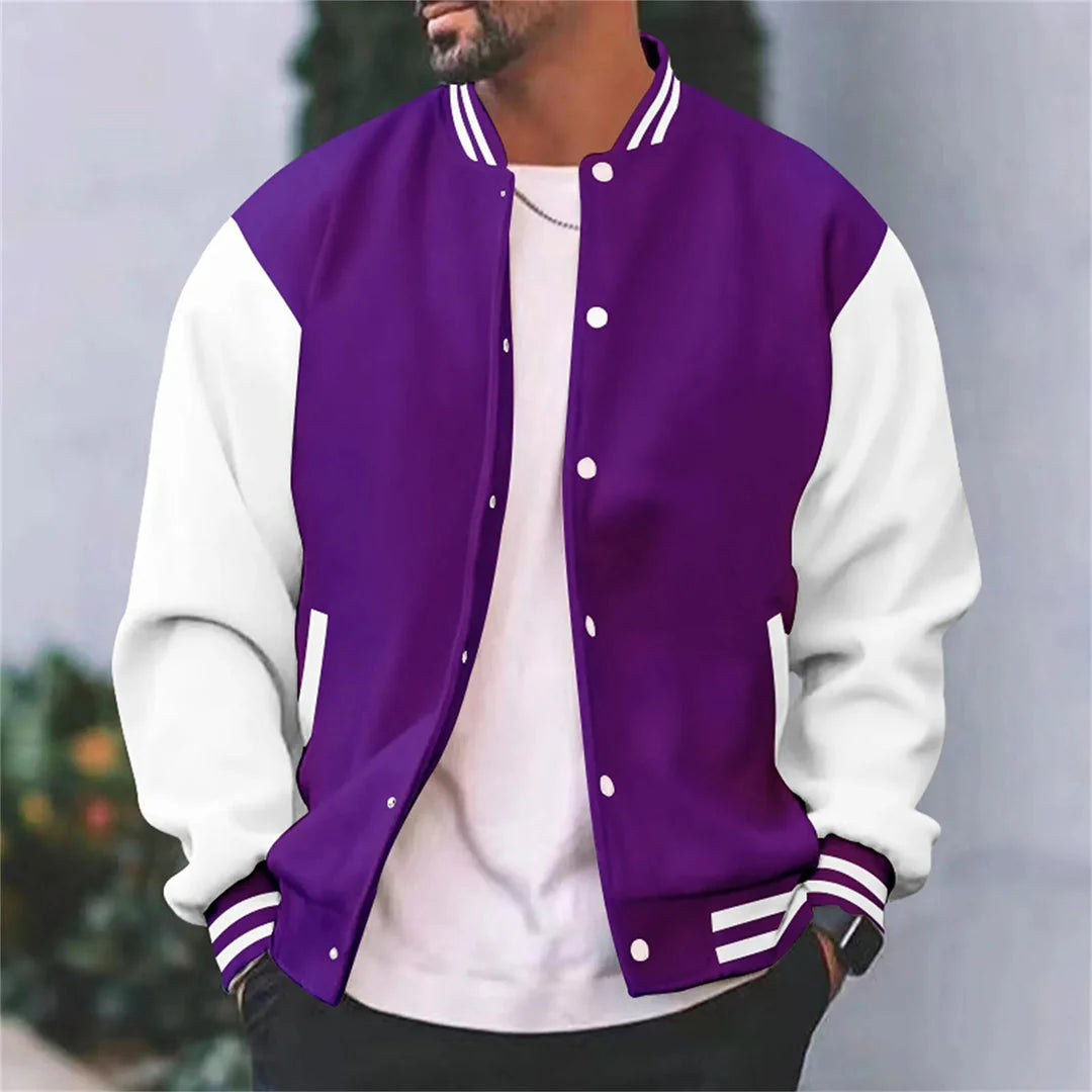 Zerano – Color Block Bomber Jacket with Snap Closure