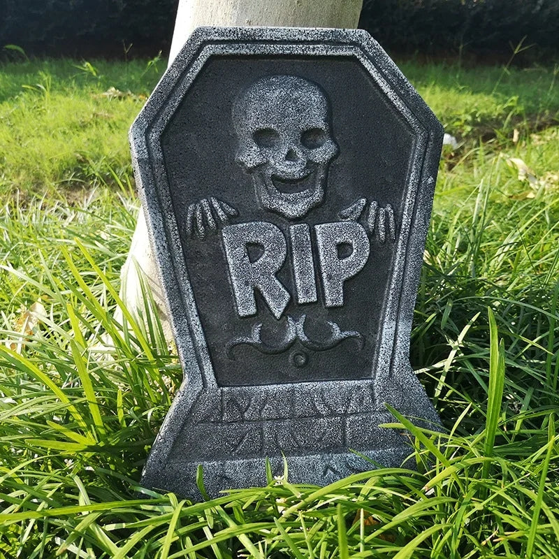 GraveGlow – Foam Gravestone Decoration with a Weathered Stone Look for Halloween