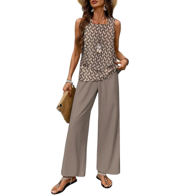 Elodie – Two-Piece Outfit with Square Neckline and All-Over Floral Print