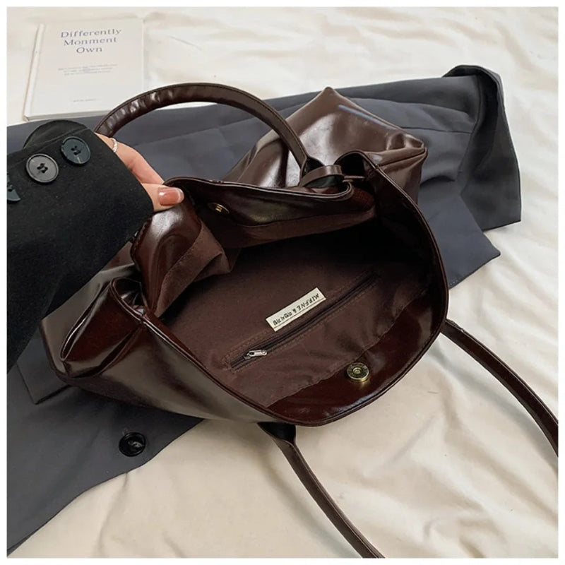 Amara - Synthetic Leather Handbag with Decorative Belt Detail