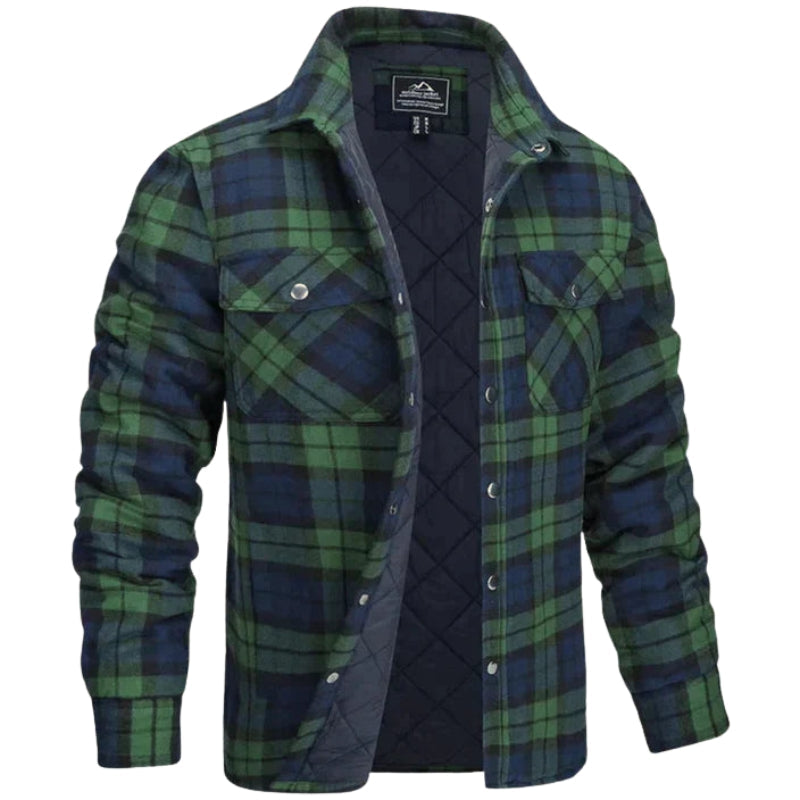Ethan – Checked Shirt Jacket with Button Closure, Collar and Functional Pockets