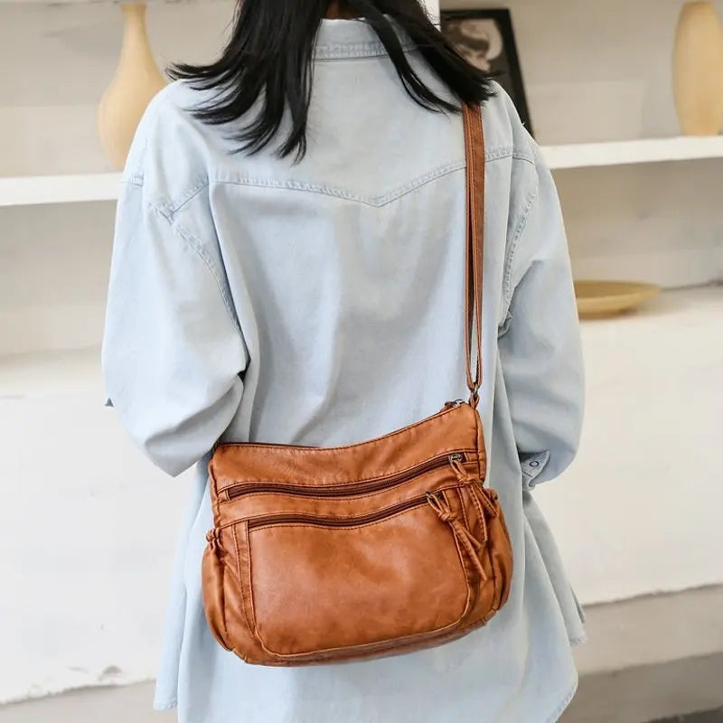 Coralie - Polyester Shoulder Bag with Multiple Compartments and Adjustable Strap