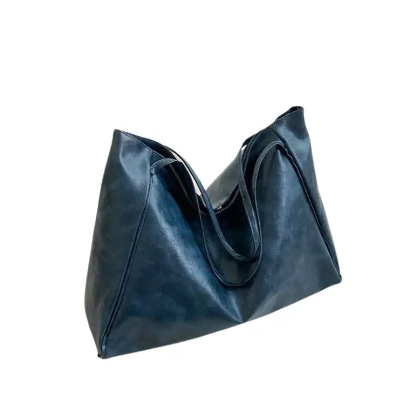 Corvina – Oversized Faux Leather Shoulder Bag with Adjustable Strap and Handles