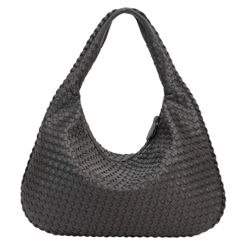 Maribel - Leather Hobo Shoulder Bag with Patchwork Design and Zipper Opening