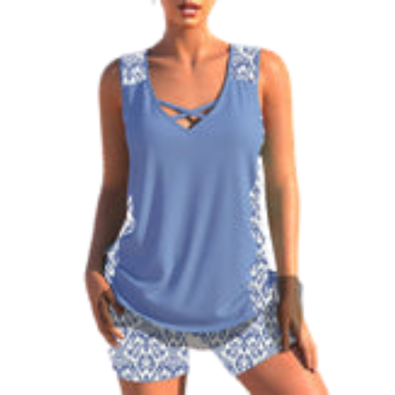 Ariana – Stylish Swimsuit Set with Printed Tankini Top and Sewn-In Cups