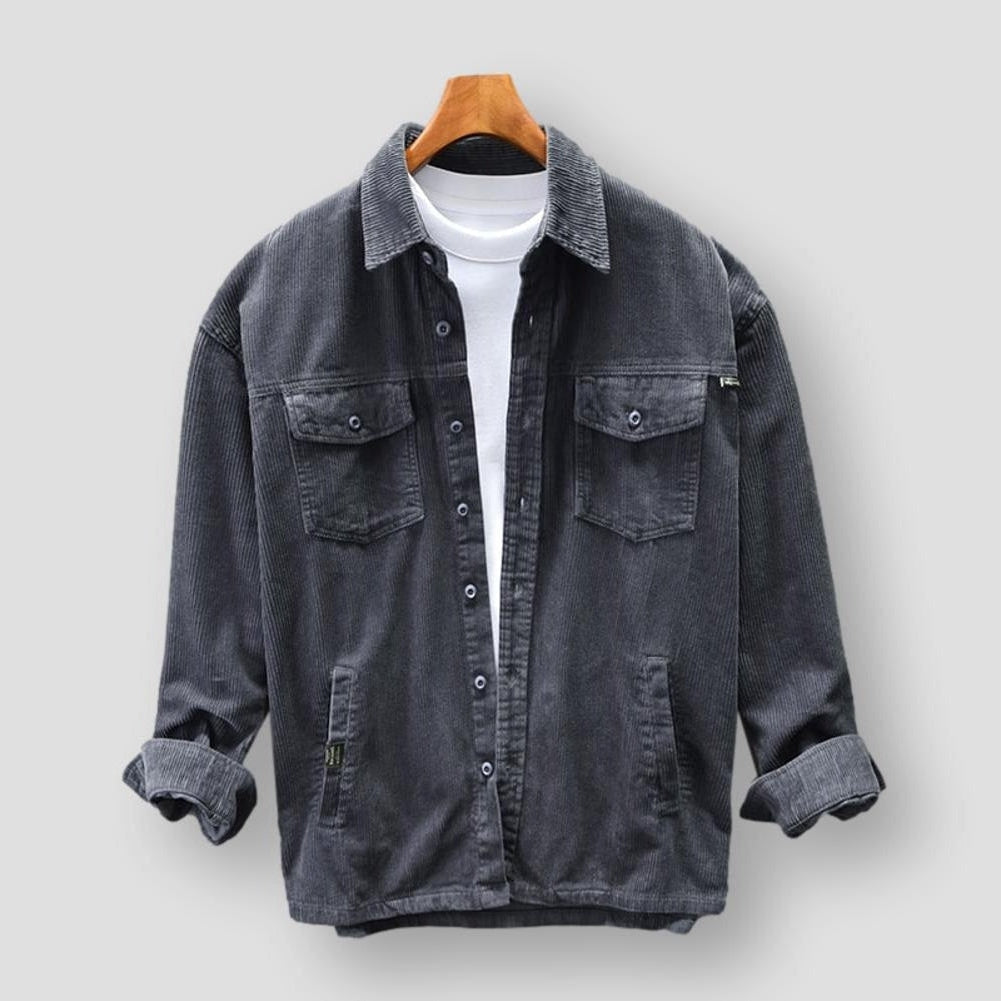 Stevaro – Corduroy Shirt with Button Front and Long Sleeves