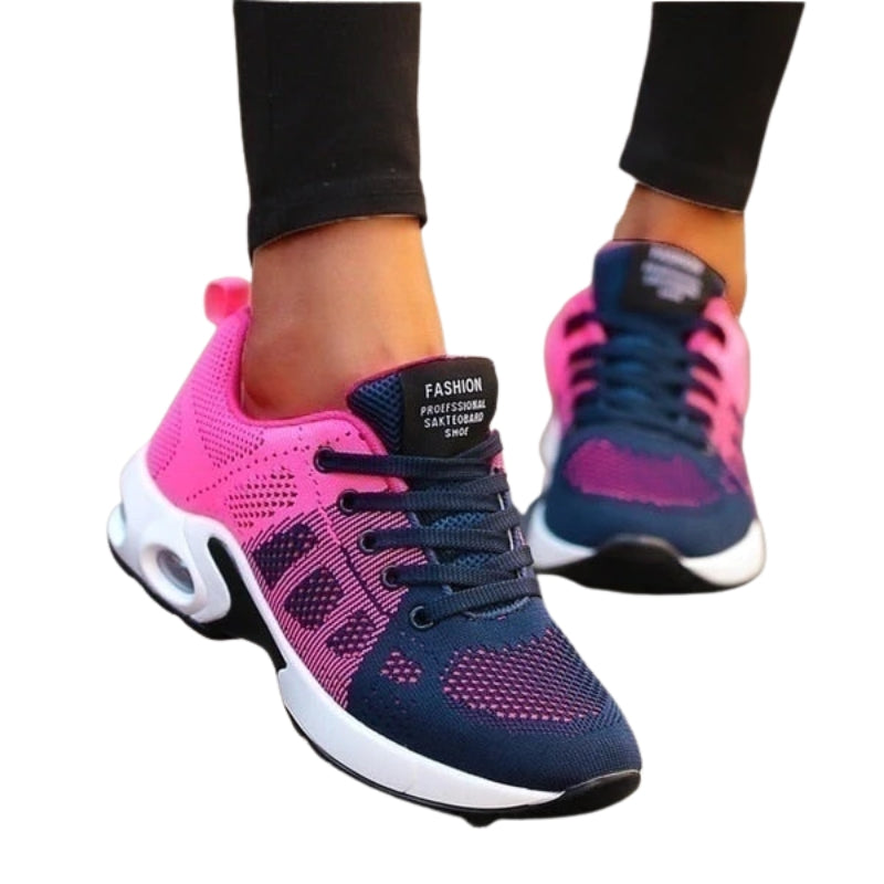 Lena – Breathable Lace-Up Sneakers with Mesh Upper and Cushioned Sole