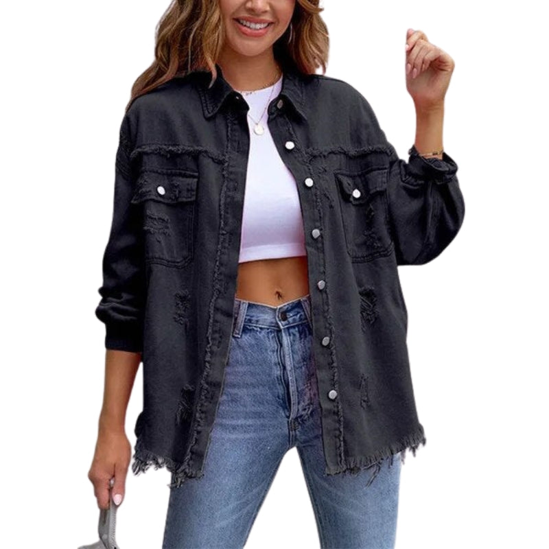 Olivia – Button-Up Coat with Long Sleeves and Pockets