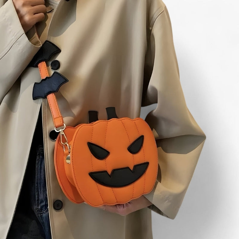 Clara - Pumpkin Shaped Halloween Shoulder Bag With Adjustable Strap