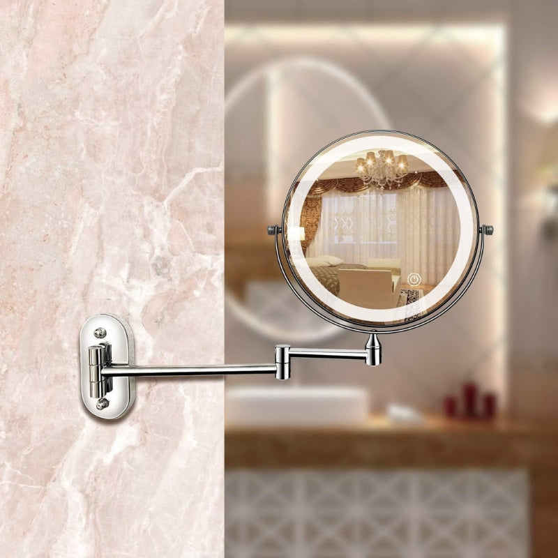 MirrorLux – Wall-Mounted LED Makeup Mirror with Adjustable Lighting and USB Charging