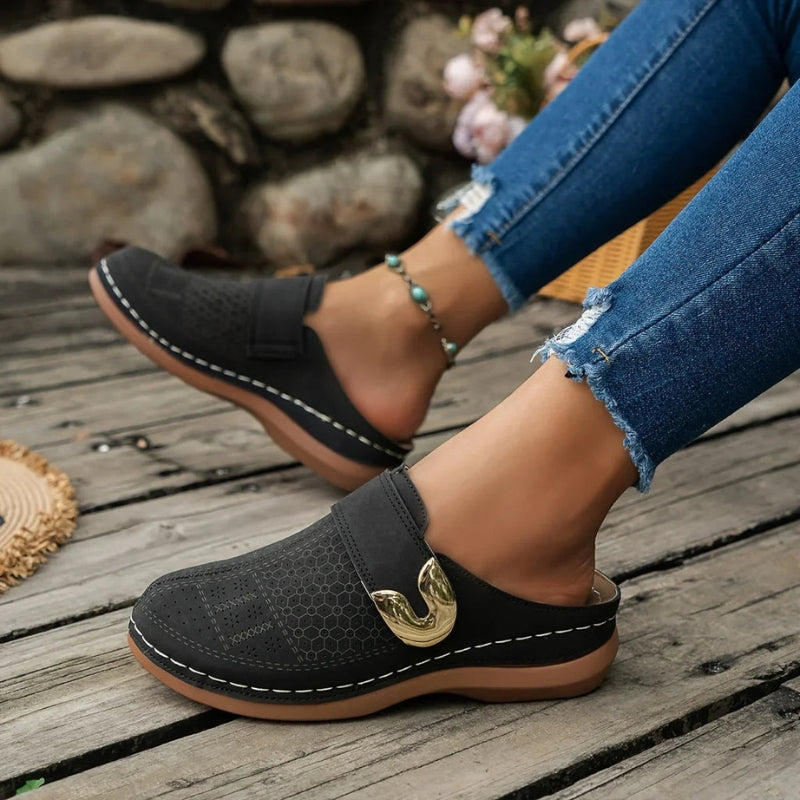 Vera – Backless Slip On Clogs with Round Toe and Breathable Upper
