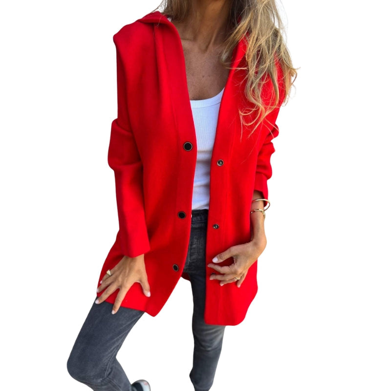Amelia – Casual Hooded Women’s Jacket with Buttons and Side Pockets