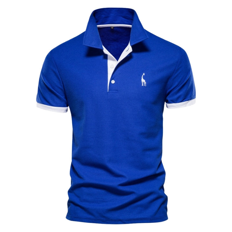 Ethan – Slim Fit Polo Shirt with Button Collar and Short Sleeves