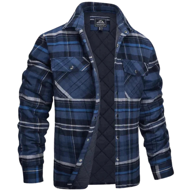 Ethan – Checked Shirt Jacket with Button Closure, Collar and Functional Pockets