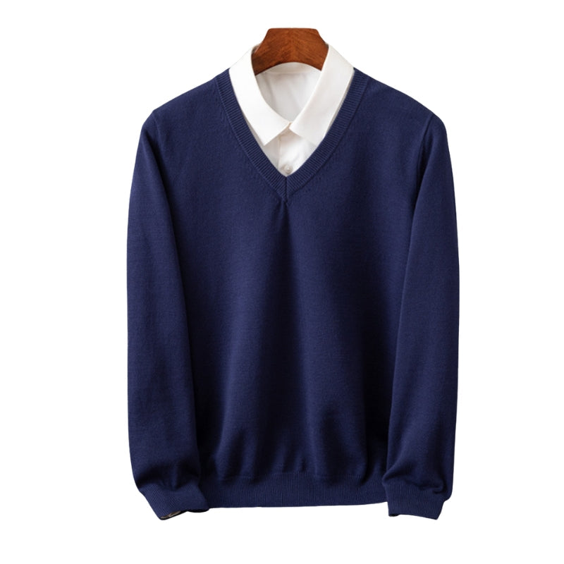 Gareth - Relaxed Fit V-Neck Long Sleeve Pullover Sweater