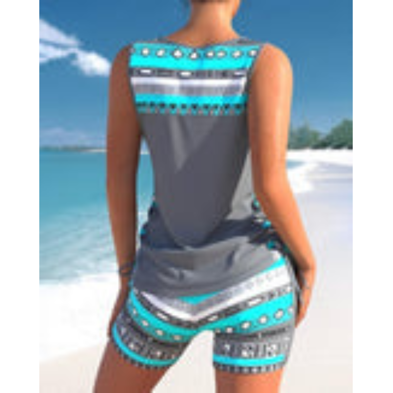 Ariana – Stylish Swimsuit Set with Printed Tankini Top and Sewn-In Cups