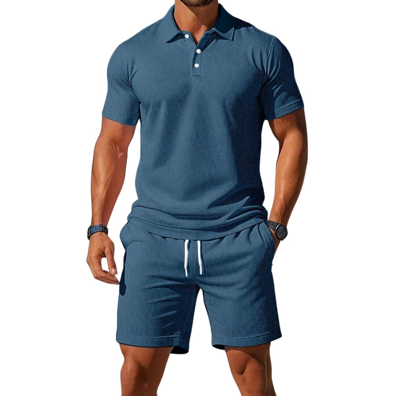 Daniel – Two-Piece Summer Set with Short-Sleeve Shirt and Drawstring Shorts
