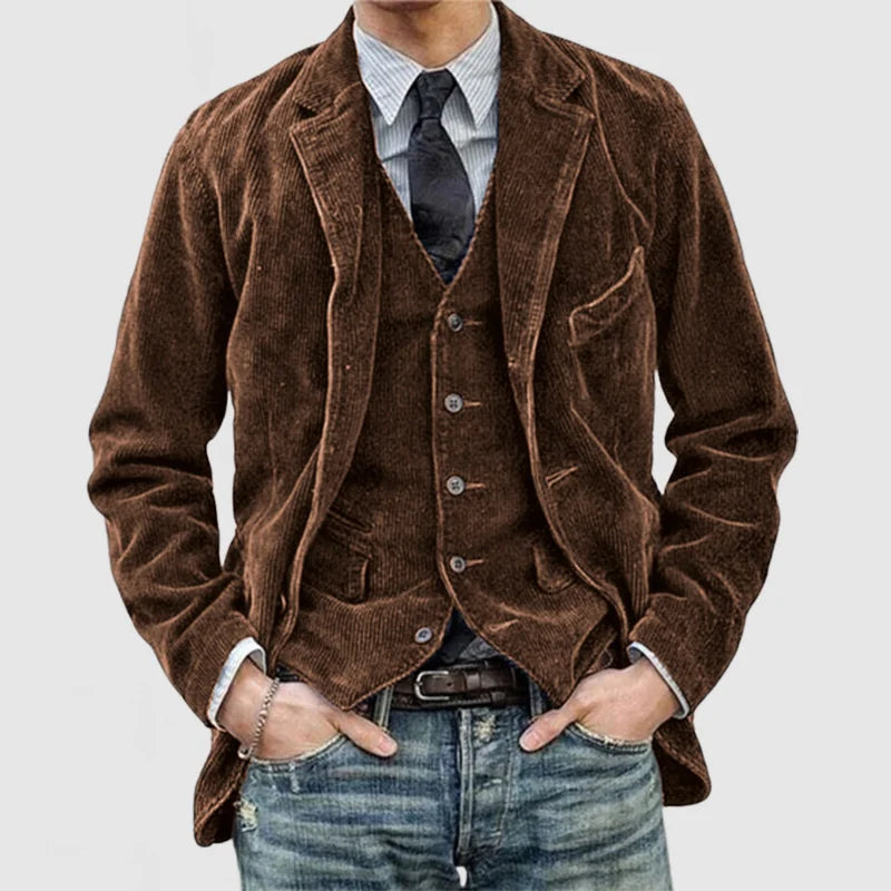 Leon - Corduroy Lapel Jacket With Long Sleeves