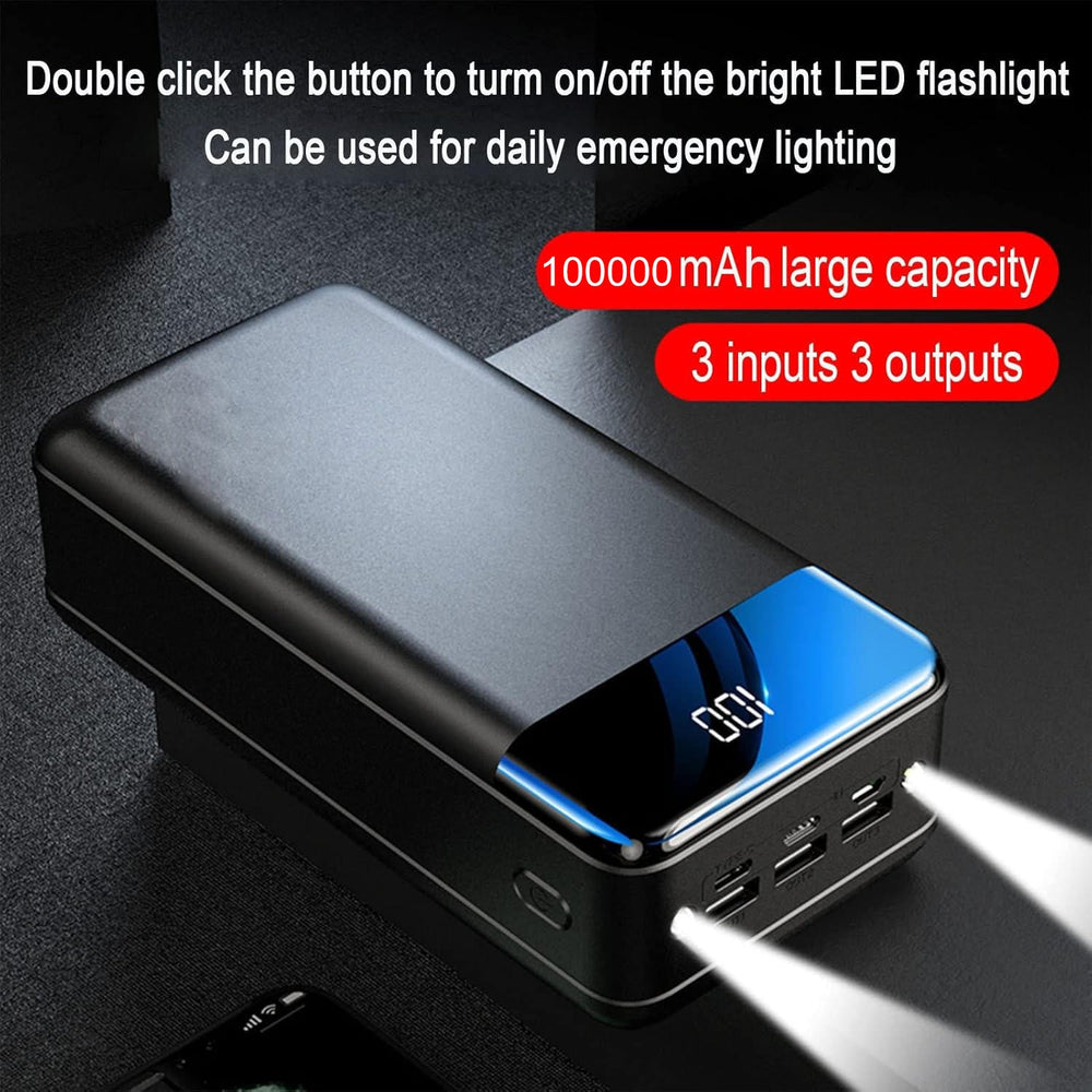 ChargeMax – High-Capacity Power Bank with Triple Port Fast Charging and LED Display