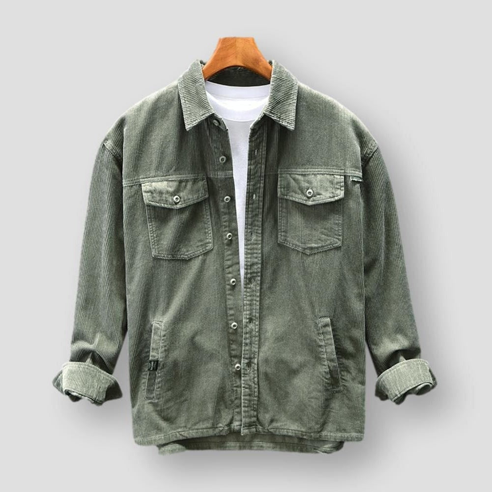 Stevaro – Corduroy Shirt with Button Front and Long Sleeves