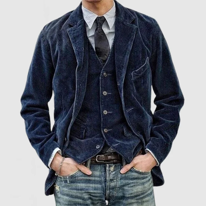 Leon - Corduroy Lapel Jacket With Long Sleeves